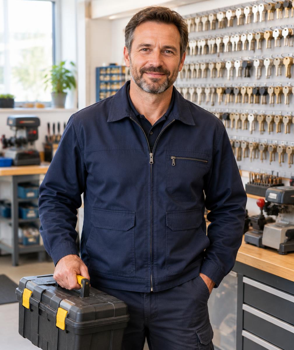 Techniker von Adams Schlüsseldienst in der Werkstatt in Wien